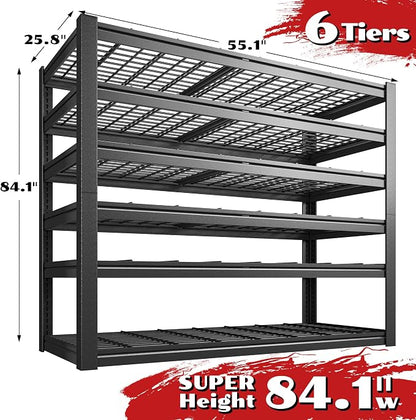 55.1" W Metal Shelving 6 Tier Garage Shelving 3660LBS Storage Shelves - Image 7