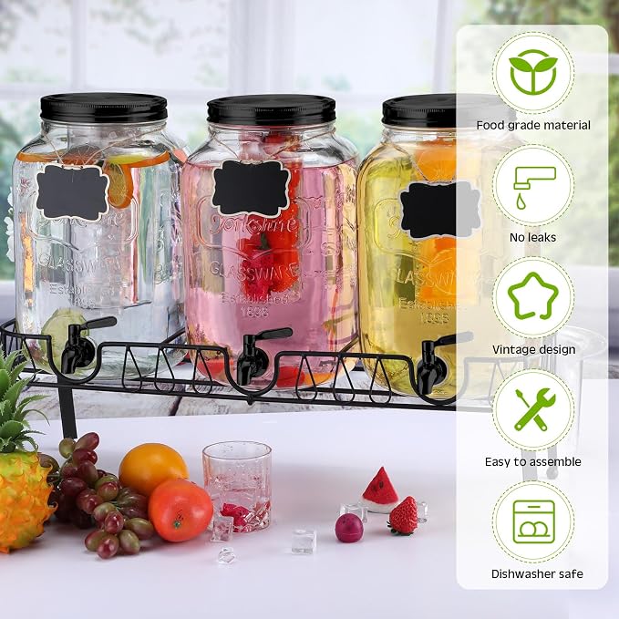 Lallisa 3 Pcs 2 Gallon Glass Drink Dispenser - Image 4