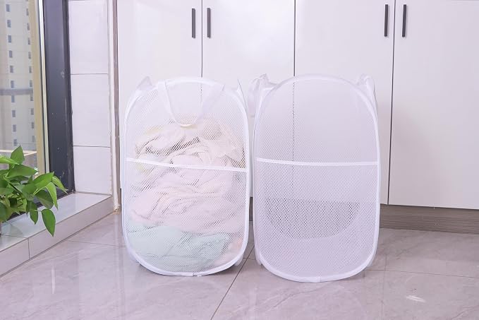 Foldable Mesh Popup Laundry Hamper, Laundry Basket Easy to Open and Fold - Image 2