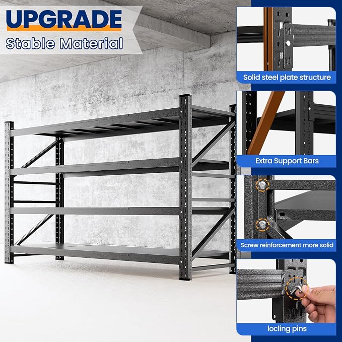 MIIIKO 68" W Storage Shelves, 7500LBS Metal Garage Storage Shelving, Heavy Duty - Image 5