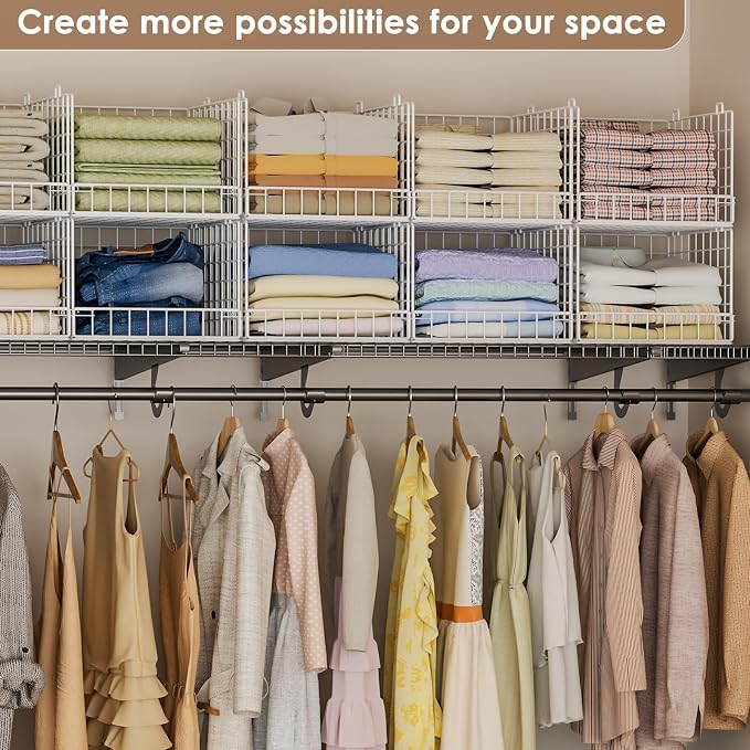 4-Tier Stackable Closet Organizers and Storage Baskets, Closet Shelf Organizer - Image 2