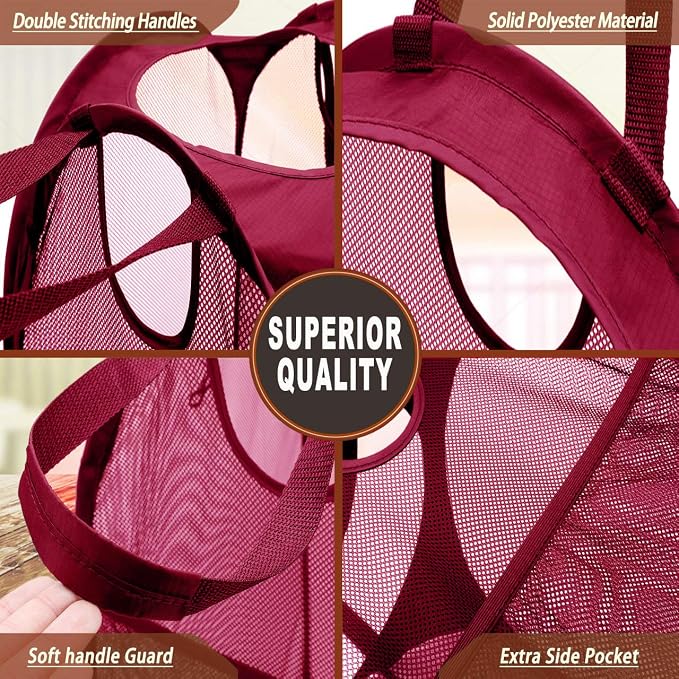 Strong Mesh Pop-up Laundry Hamper, Quality Laundry Basket - Image 5