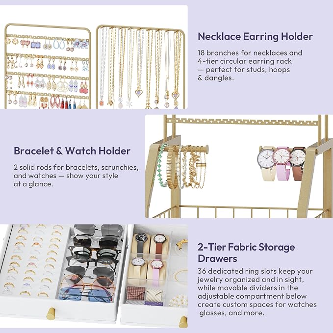 SWTYMIKI Gold Jewelry Organizer Stand - Image 4