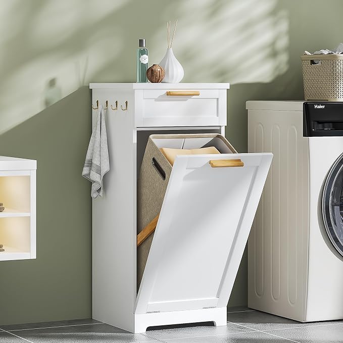 VECELO Tilt Out Laundry Hamper, 1 Drawer and 4 Side Hooks - Image 2