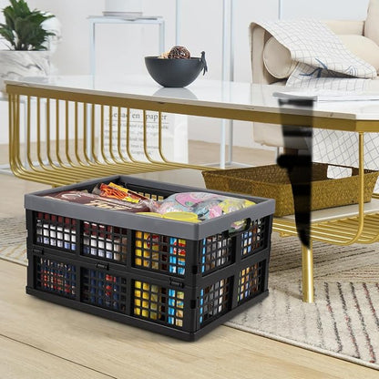 Foldable Storage Crates, Stackable Design, Built-in Handles, Space-Saving - Image 4