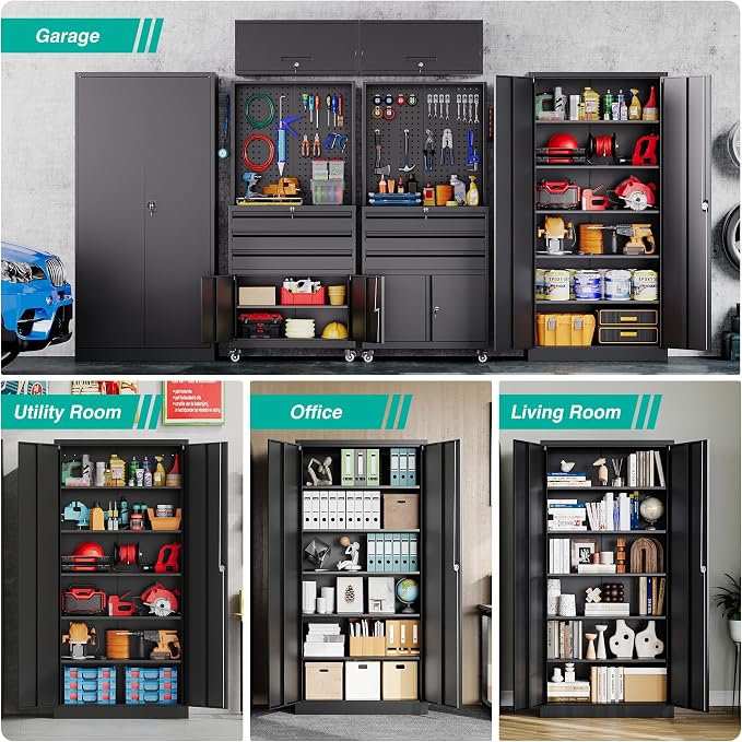 SISESOL Wide & Deep Metal Storage Cabinet - Image 4