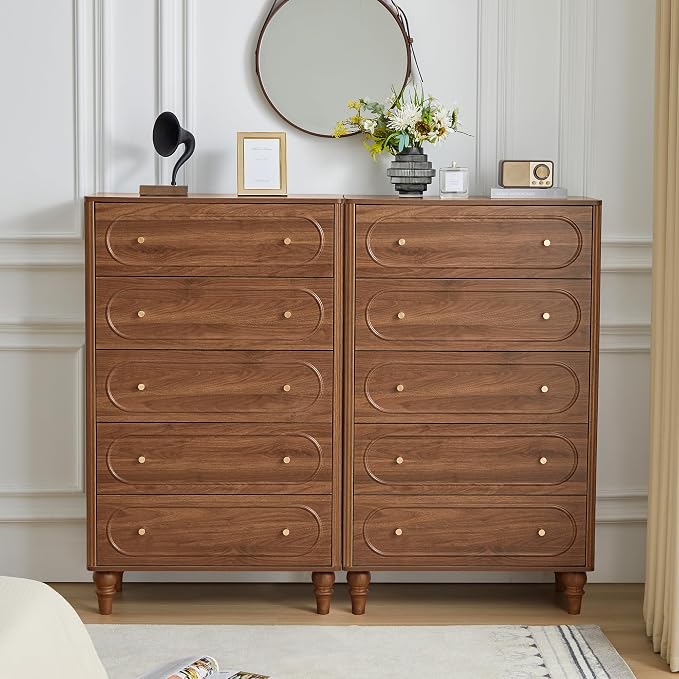 5 Drawer Fluted Dresser for Bedroom, Mid Century Modern Chest of Drawers - Image 7
