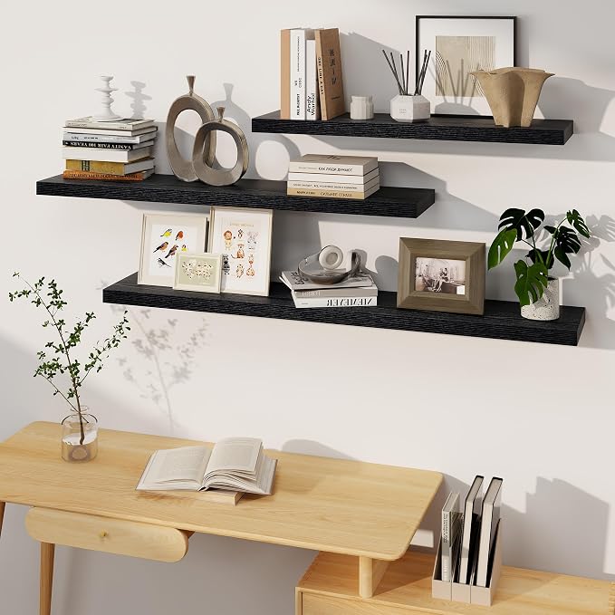 Black Floating Shelves 48 Inch Long, 8 Deep Floating Shelves - Image 6