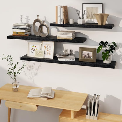 Black Floating Shelves 48 Inch Long, 8 Deep Floating Shelves - Image 6
