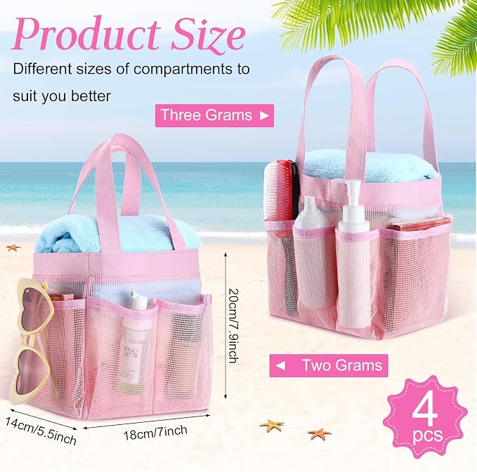 Hillban 4 Pcs Mesh Shower Caddy Portable Shower Caddy - Image 2