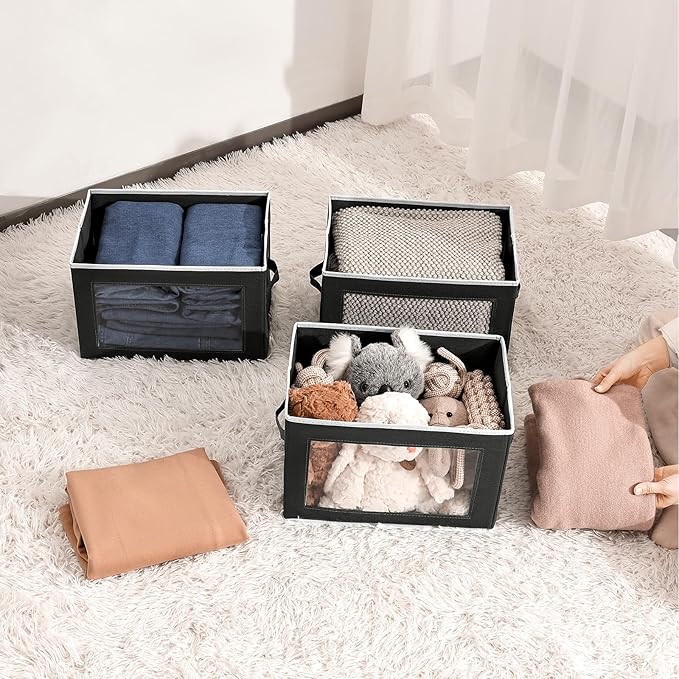 Homsorout Storage Boxes with Lids, Collapsible Storage Bins with Handles - Image 6