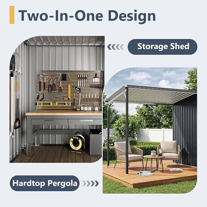 Polar Aurora 12×4 FT Outdoor Storage Shed & Hardtop Gazebo Combo, 6x4 FT Small - Image 6