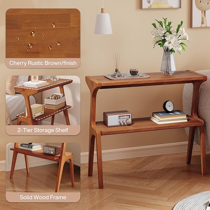 Solid Wood End Table, 2-Tier Side Table - Image 4