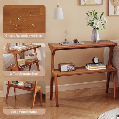 Solid Wood End Table, 2-Tier Side Table - Image 4