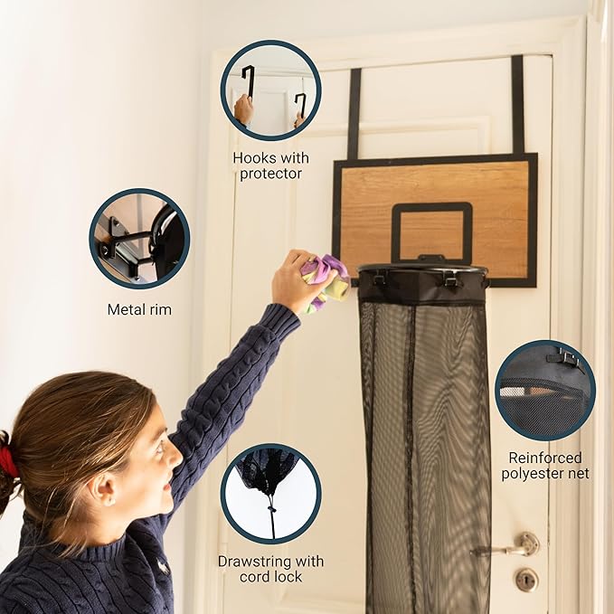 ActiveJoy – Basketball Laundry Hamper – Wooden Backboard & Mesh Hoop Laundry - Image 3