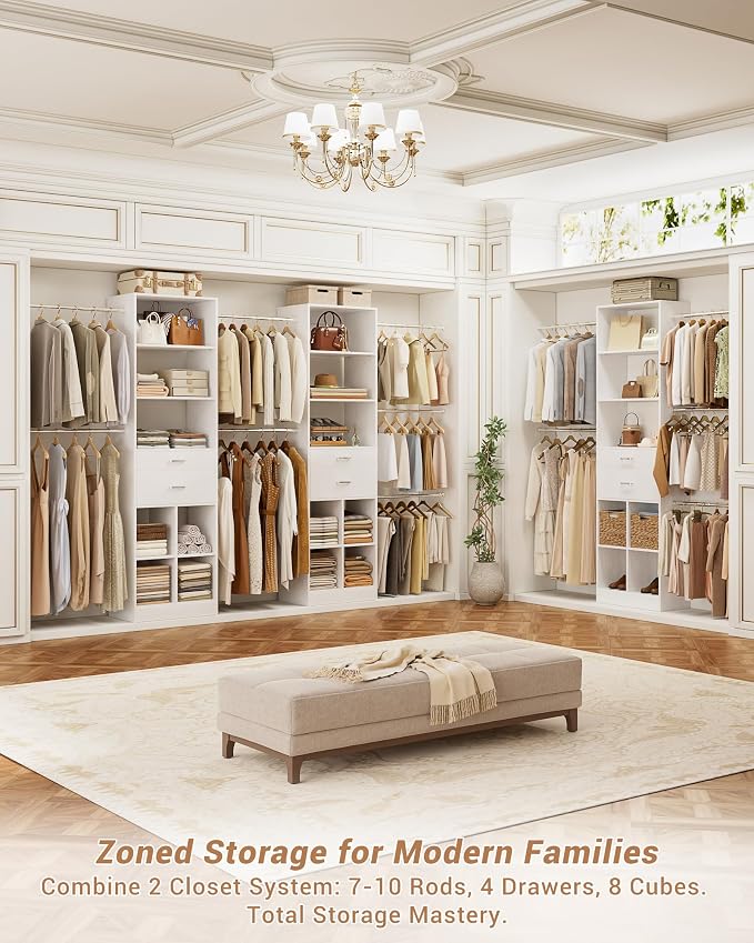 Besiost Small Closet System, 3.2-6.8FT Small Closet Organizer - Image 7