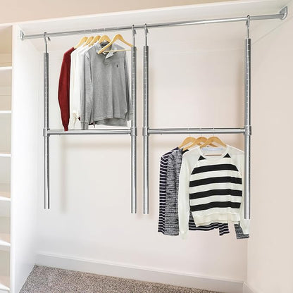 Simple Houseware Adjustable Closet Hanging Rod, Chrome - Image 7
