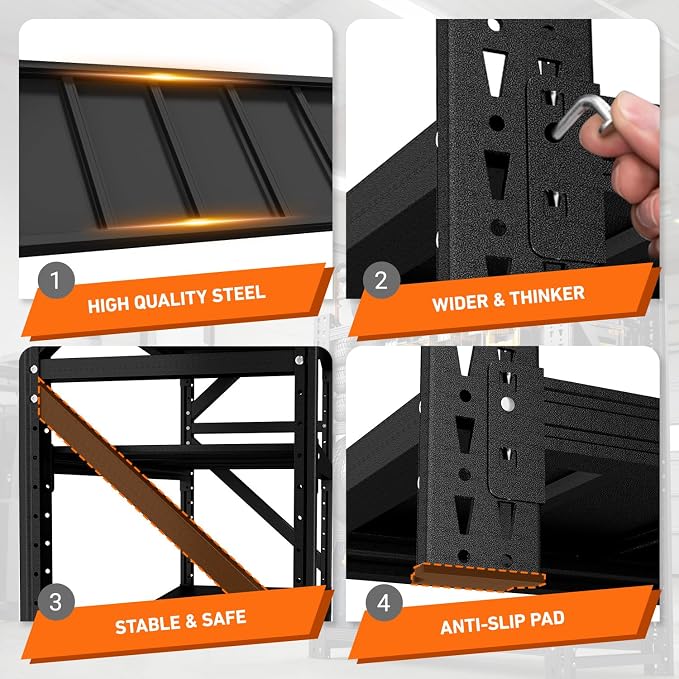 6000LBS 4 Tier Garage Storage Shelves, Heavy Duty Adjustable Storage Rack - Image 8