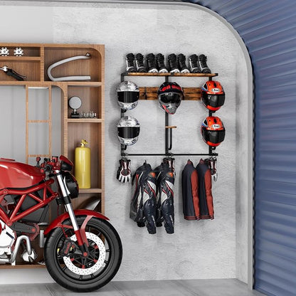 Motorcycle Helmet Rack with 6 J-hooks& 6 Clip Hooks – Wall Mounted Helmet - Image 5