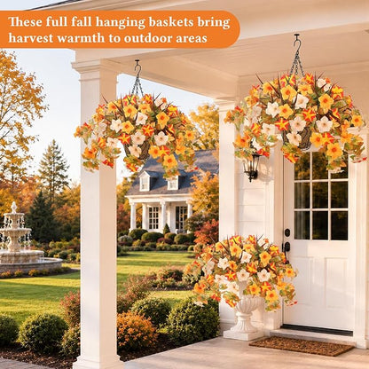 Artificial Fall Flowers with Hanging Basket - Image 7