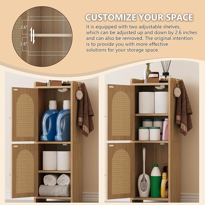 Arbuxzuy Rattan Bathroom Storage Cabinet - Image 7