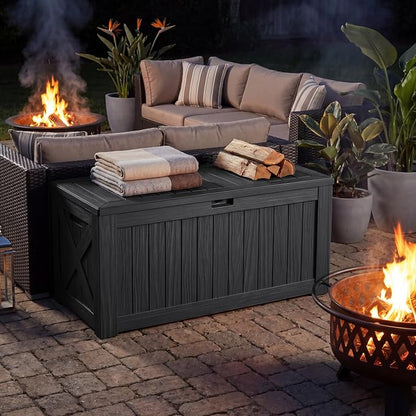 Flamaker Resin Deck Box 120 Gallon Waterproof Large Outdoor Storage Box | - Image 9