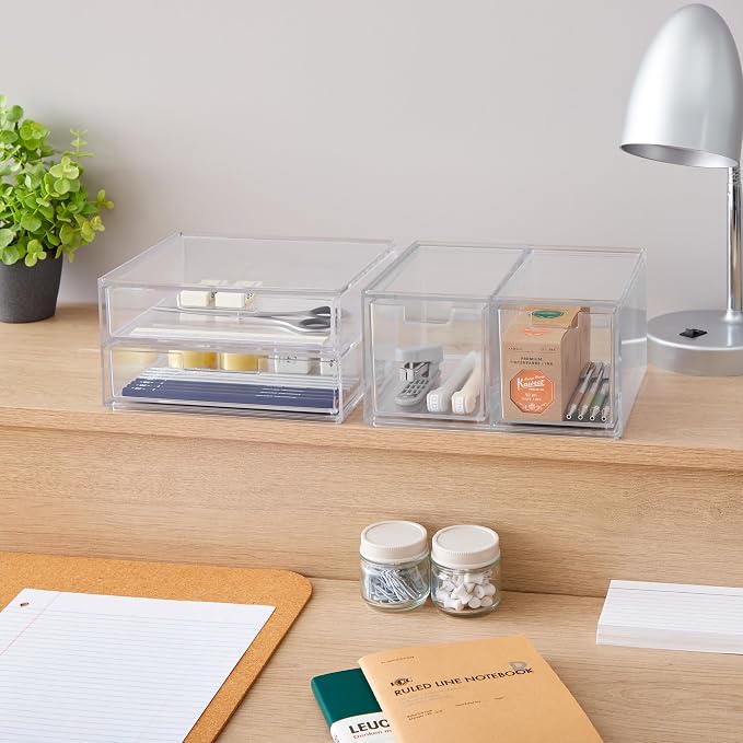 STORi Stackable Desk Organizer Drawers, 4 Multi-size Drawers - Image 5