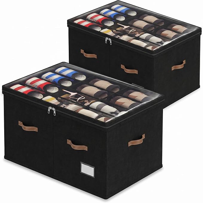 Shoe Organizer for Closet, 2 Pack Shoe Storage Bins Foldable Shoe Storage Box by Vincona