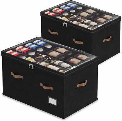 Shoe Organizer for Closet, 2 Pack Shoe Storage Bins Foldable Shoe Storage Box by Vincona