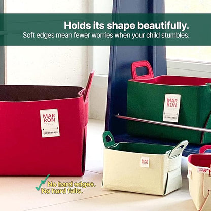 Collapsible Red Choco Felt Storage Bin Small 11"x7.1"x7.1" – Foldable Basket - Image 5