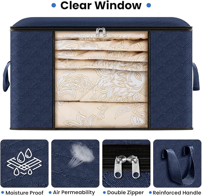 Fab totes Storage Bags, Clothes Blanket Storage Bins Foldable Closet Organizers - Image 4