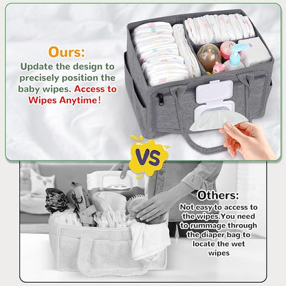 Volnamal Diaper Caddy with Wipe Dispenser One-Handed Access, Portable Car - Image 3