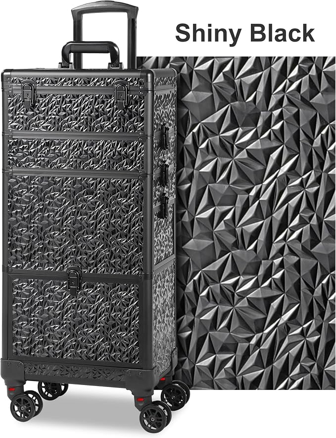Rolling Makeup Case with Lighted Mirror, Makeup Train Case with Large Drawer - Image 8