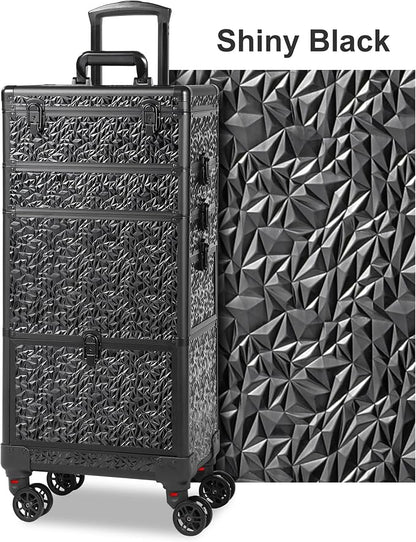 Rolling Makeup Case with Lighted Mirror, Makeup Train Case with Large Drawer - Image 8