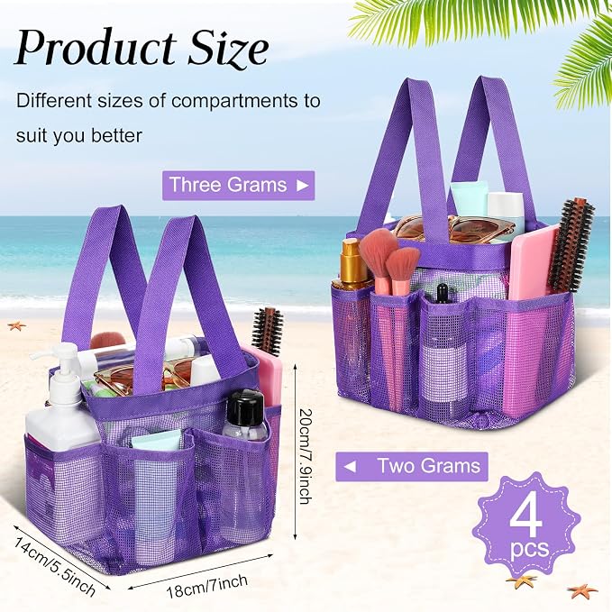 Hillban 4 Pcs Mesh Shower Caddy Portable Shower Caddy - Image 2
