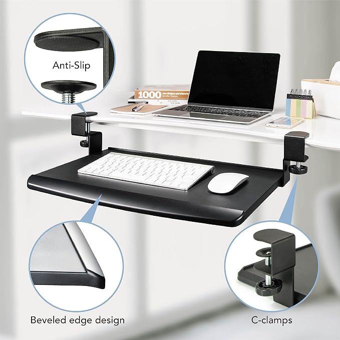 EHO Prime Desk Clamp Keyboard Tray, Under Desk Sliding Retractable Drawer - Image 5