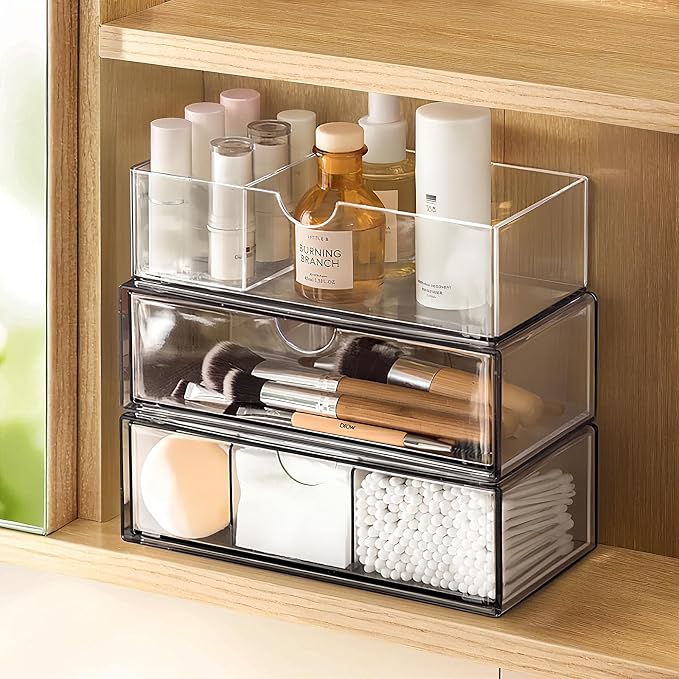 PAVSTINE Medicine Cabinet Organizer 3 Pack, Plastic Stackable Storage by PAVSTINE