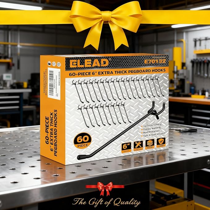 ELEAD 60-Piece 6 Inch Extra Thick Pegboard Hooks, Heavy Duty Peg Board - Image 8