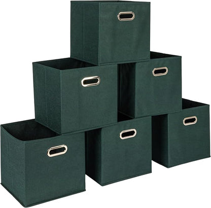 Household Essentials Foldable Fabric Storage Cubes 6-Pack – 11x11x11 Stackable by HouseholdEssentials