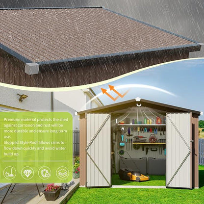 Metal Storage Shed, 10x8 Outdoor Storage Building, Large Backyard Garden Sheds - Image 5