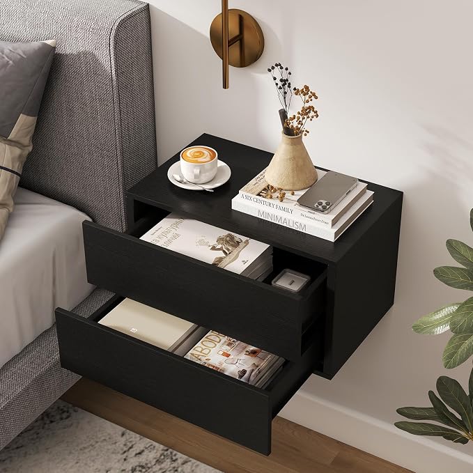 KOMFOTT Floating Nightstand Set of 2, Wall Mounted Night Stand - Image 3