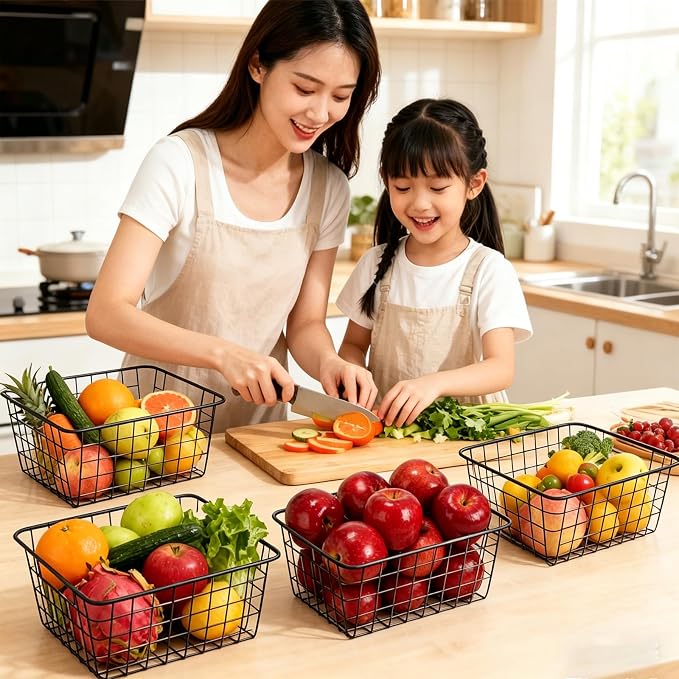 4 Pack Black Wire Baskets for Organizing, Wire Storage Basket Metal Storage - Image 9