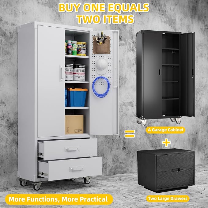 Aobabo 2 Large Drawer Metal Storage Cabinet - Image 4