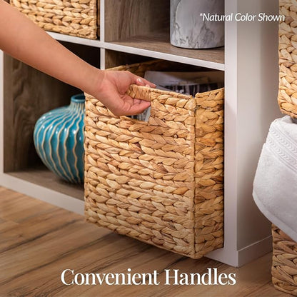 Best Choice Products 12x12in Pack of 5 Cube Storage Baskets, Water Hyacinth - Image 7