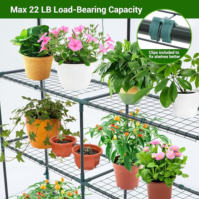 Ohuhu Greenhouse for Outdoors: 3 Tiers 12 Shelves Walk-in Indoor Green House - Image 6