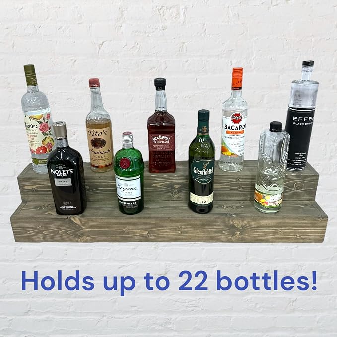 Tiered Bottle Shelf | 2 Tier Liquor Bottle Display | Bar Organization | Display - Image 3