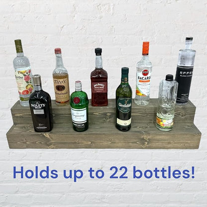 Tiered Bottle Shelf | 2 Tier Liquor Bottle Display | Bar Organization | Display - Image 3