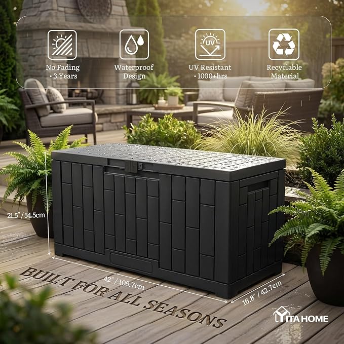 YITAHOME 60 Gallon Outdoor Storage Box, Waterproof Resin Deck Box - Image 2