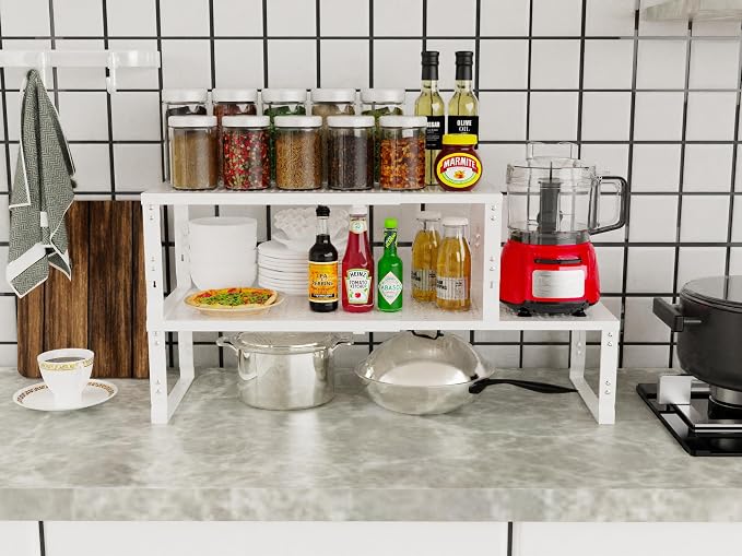 Adjustable Expanable Stackable Spice Rack Shelf Pantry Storage Organizer - Image 2