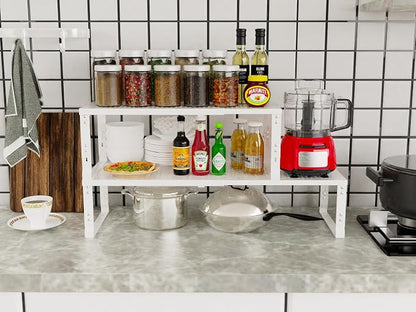 Adjustable Expanable Stackable Spice Rack Shelf Pantry Storage Organizer - Image 2